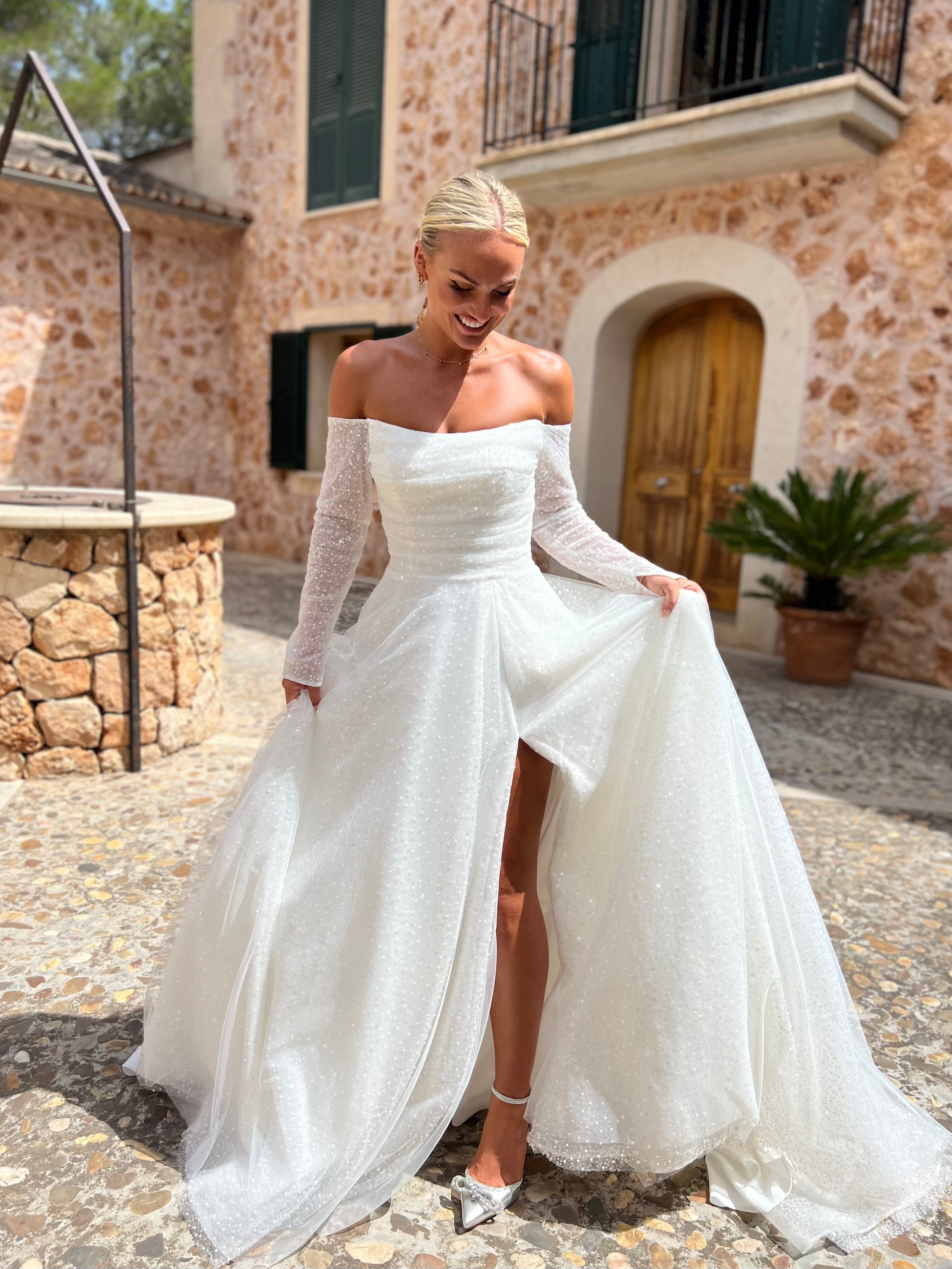 Gaia sparkly wedding dress